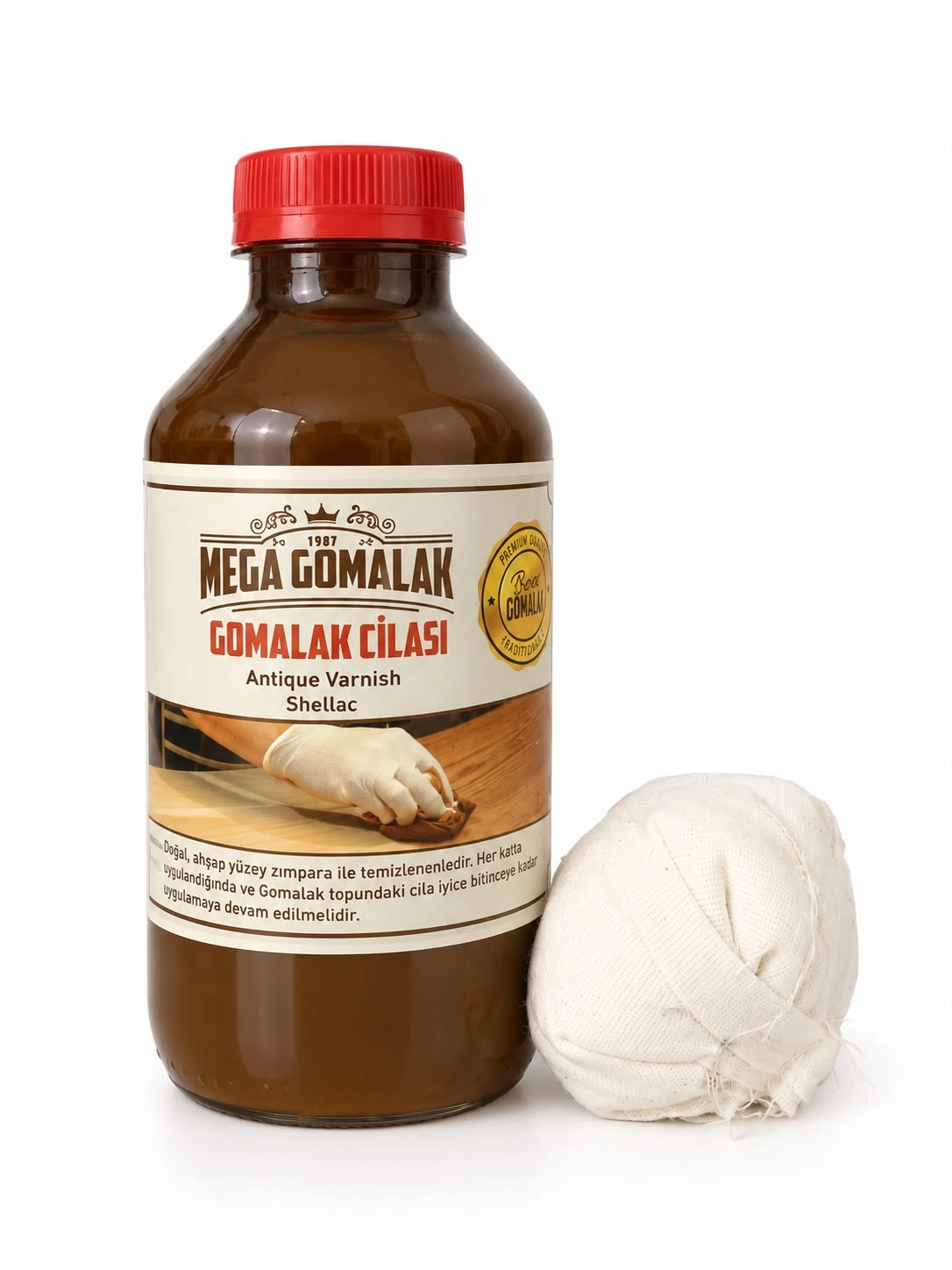 Gomalak Doğal Ahşap Cilası 500 ml  + Sürme Topu