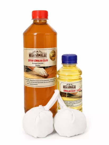 Şeffaf Gomalak 1 Litre + 250ml Cila Yağı + 2 adet Sürme Topu